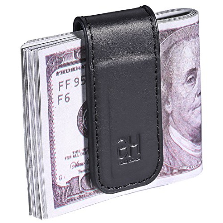 Money Clip Magnetic - Porte-cartes magnétique fin en cuir véritable