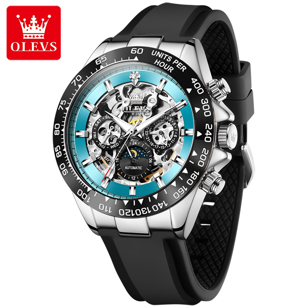 Watch Winder Compact - Montres mécaniques squelette OLEVS pour hommes,