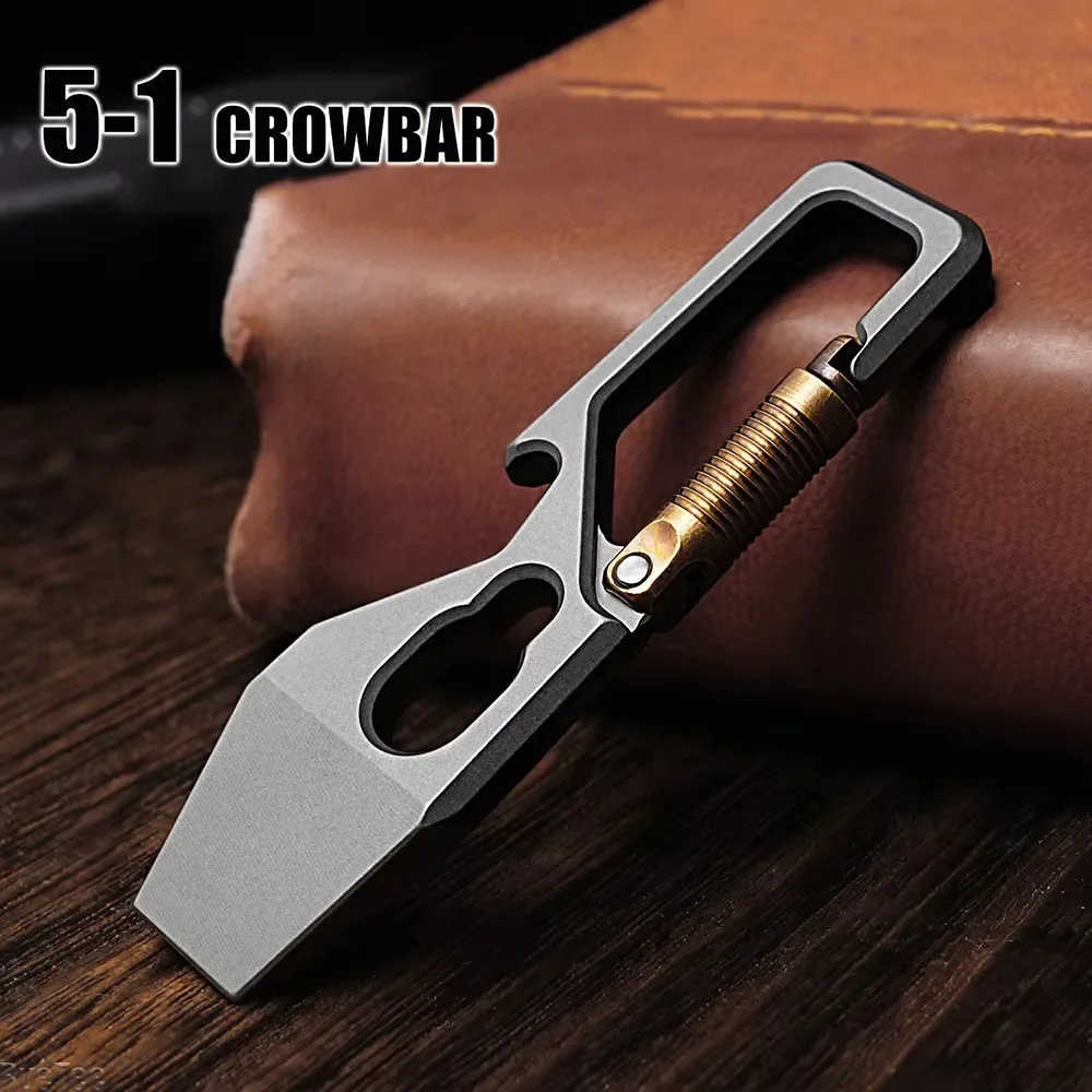 Titanium Pry Bar - Porte-clés multifonction 6cm 5-1, barre de