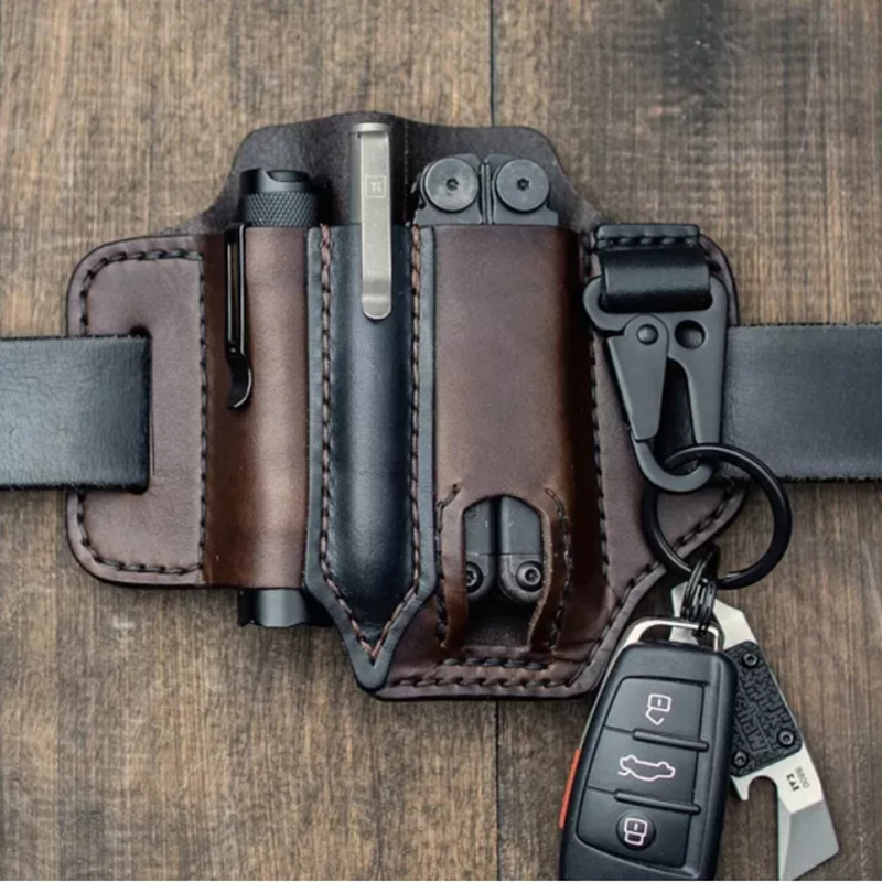 Pochette tactique EDC en cuir, - Leather Edc. Carry Pouch avis et prix